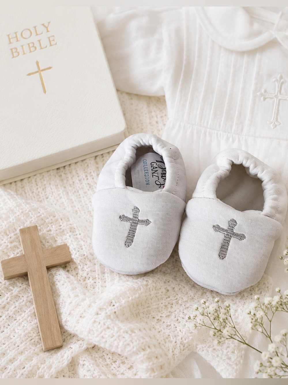Baby Baptism Christening Shoes White Cross Crib Shoes 0-12M NWOT